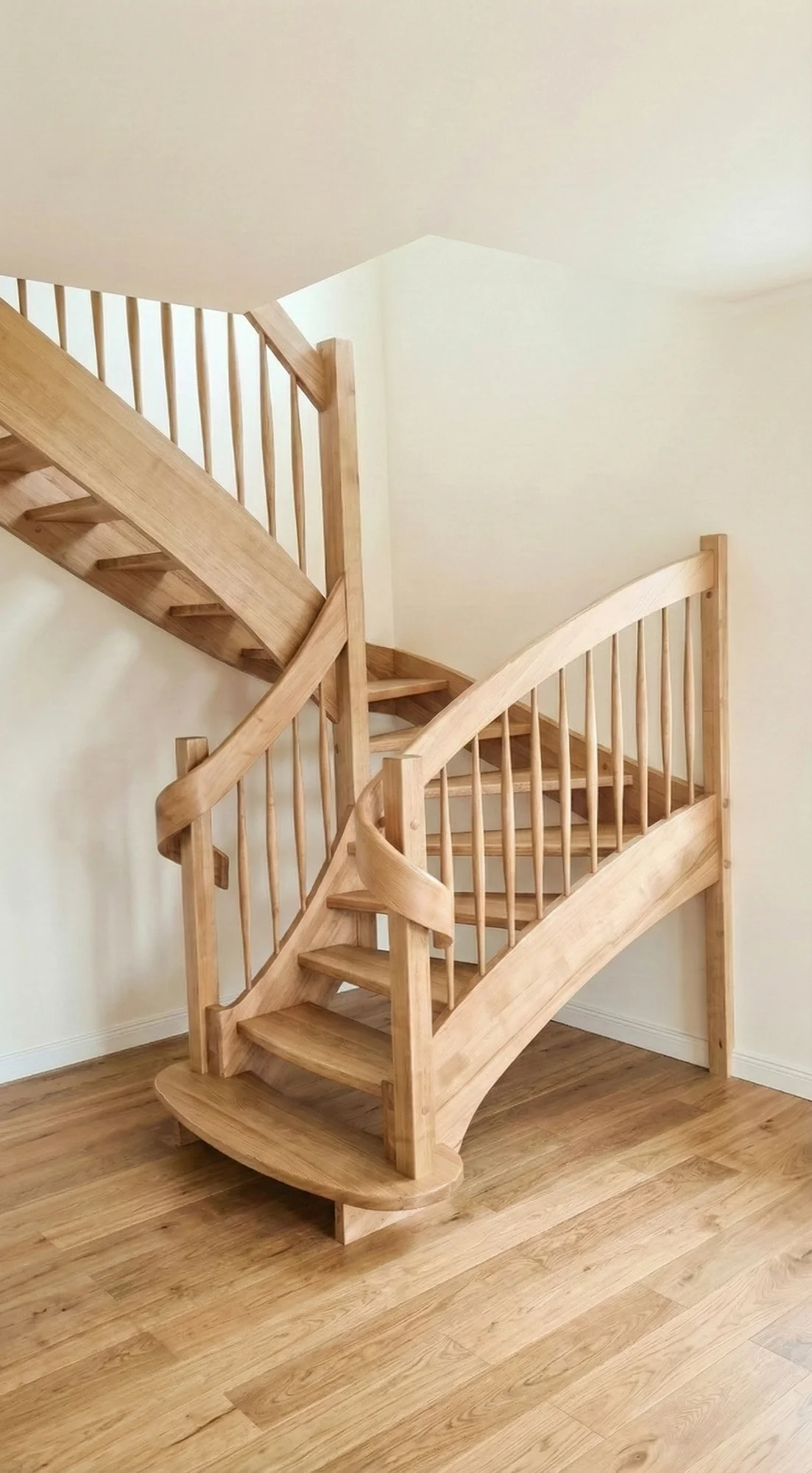 Schody bukowe ażurowe widok z dołu