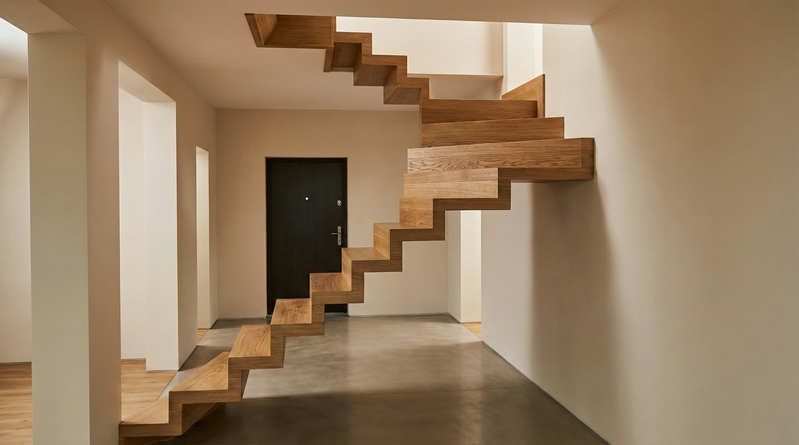 Schody dywanowe dębowe U widok z dołu