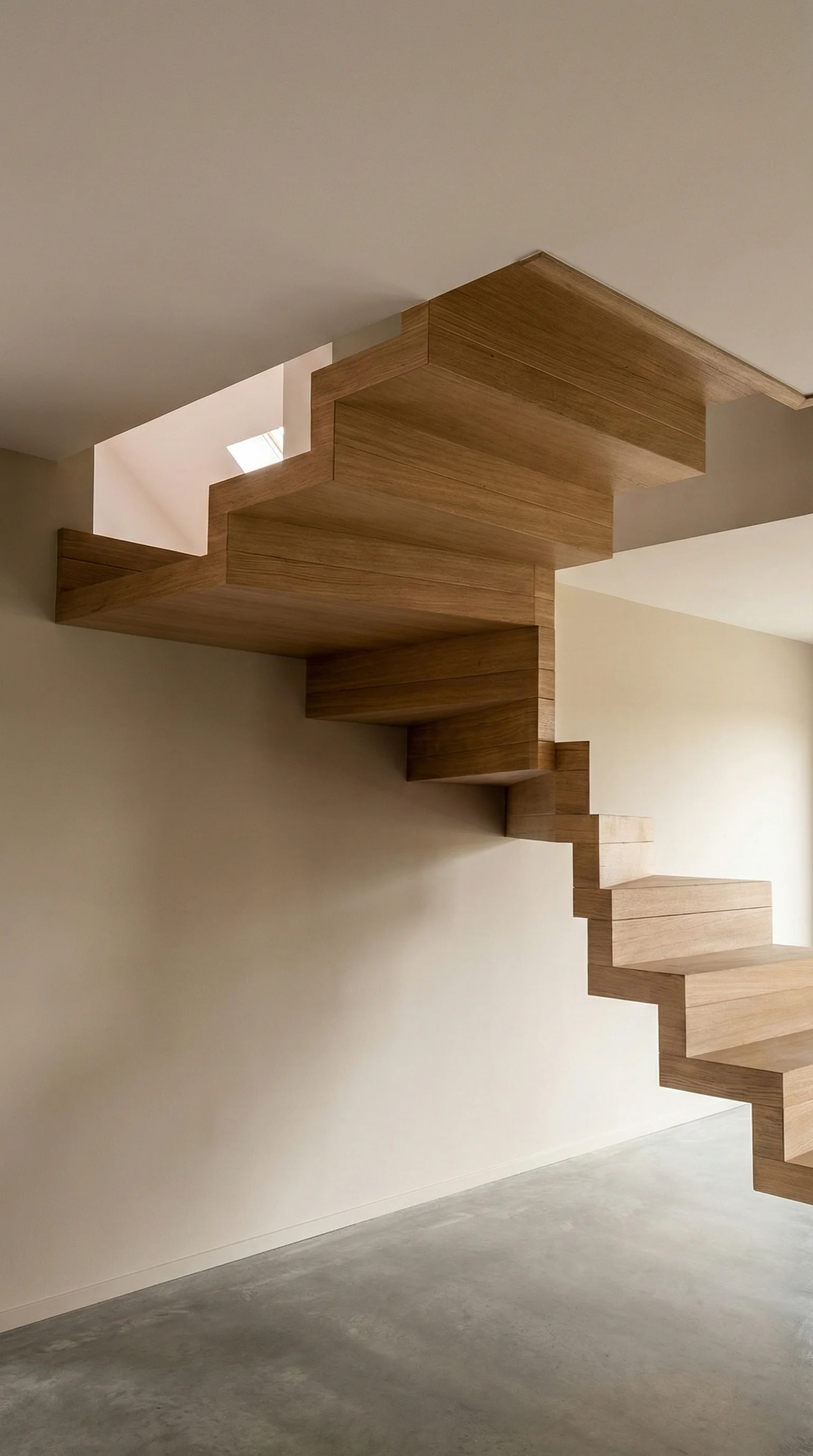 Detal dębowych schodów dywanowych bez balustrady