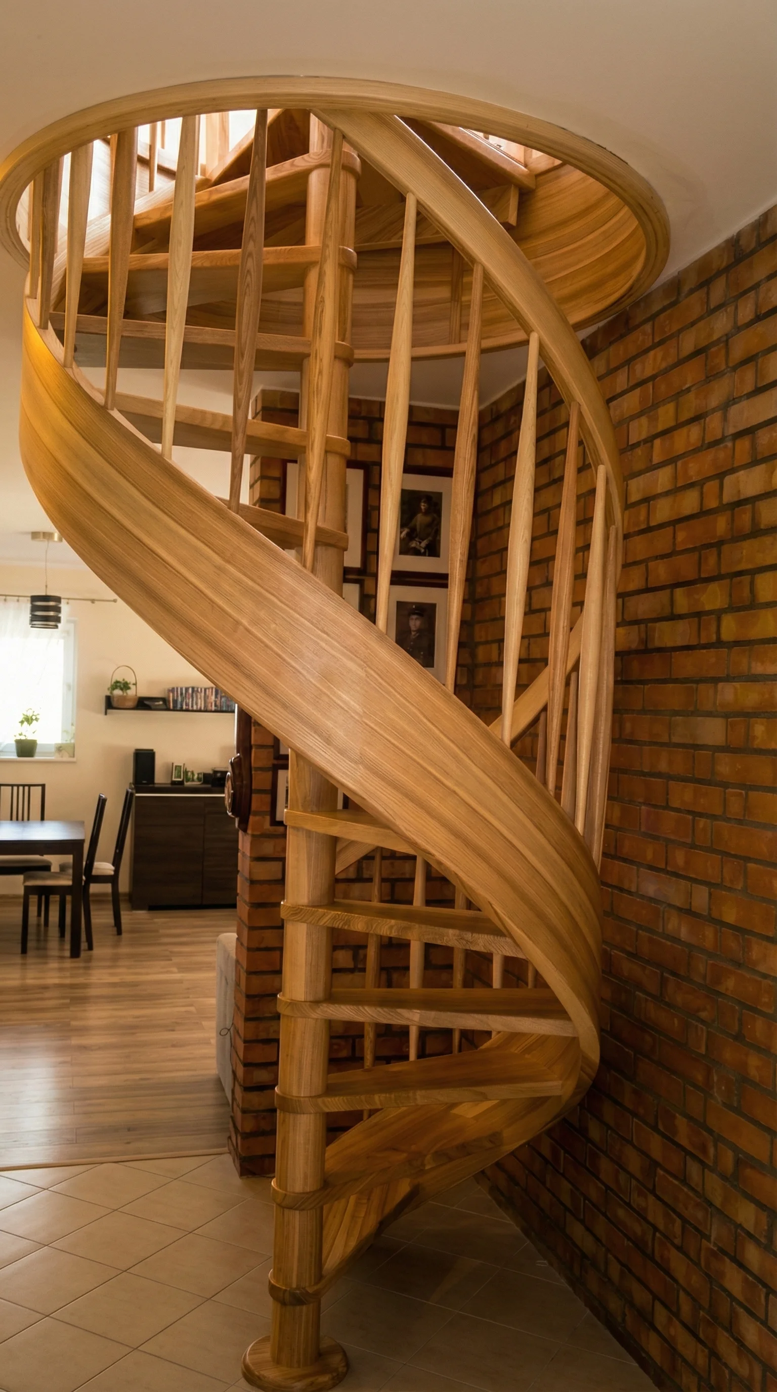 Schody gięte dębowe widok ogólny