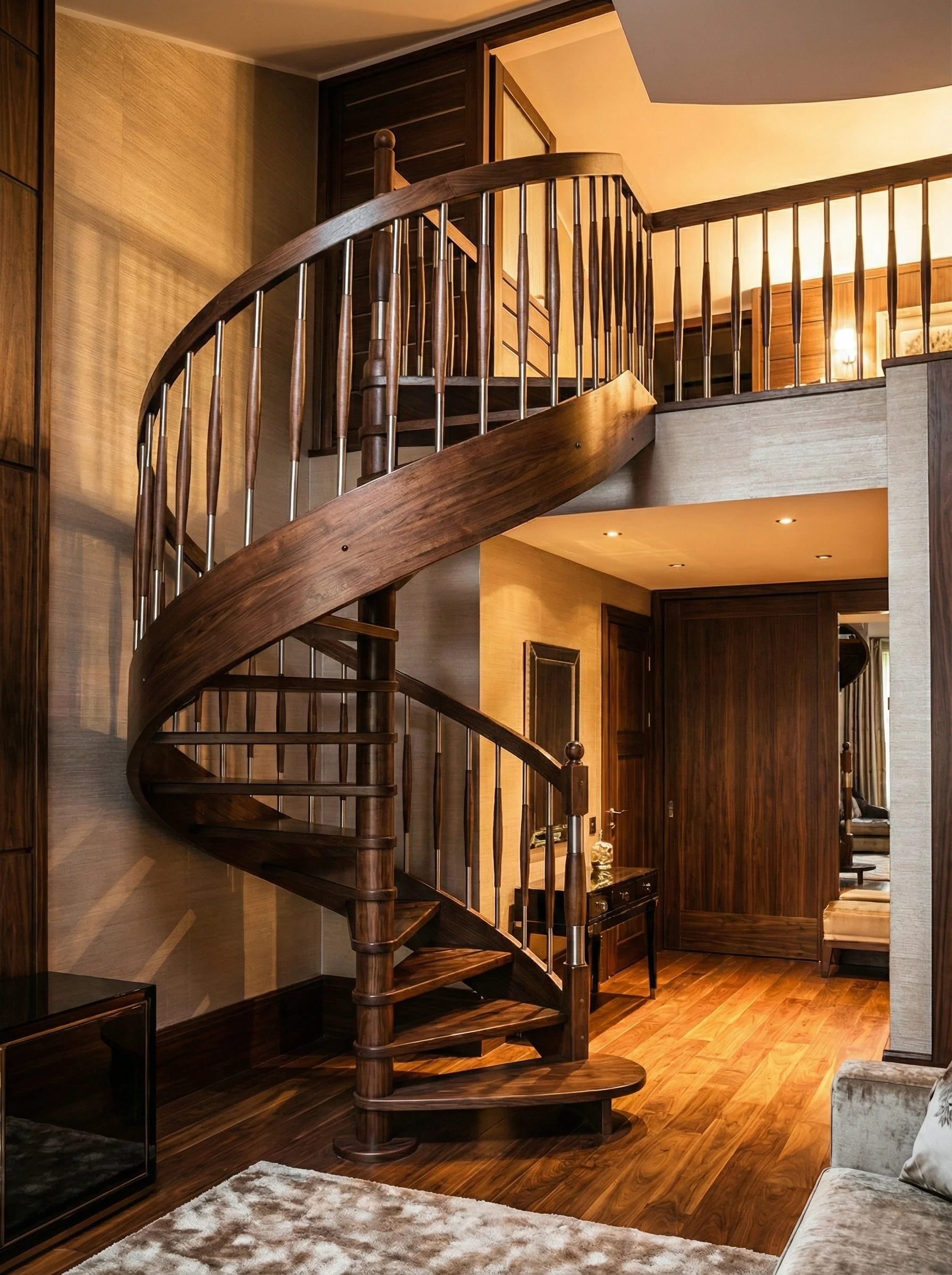 Gięte kręcone schody dab orzech