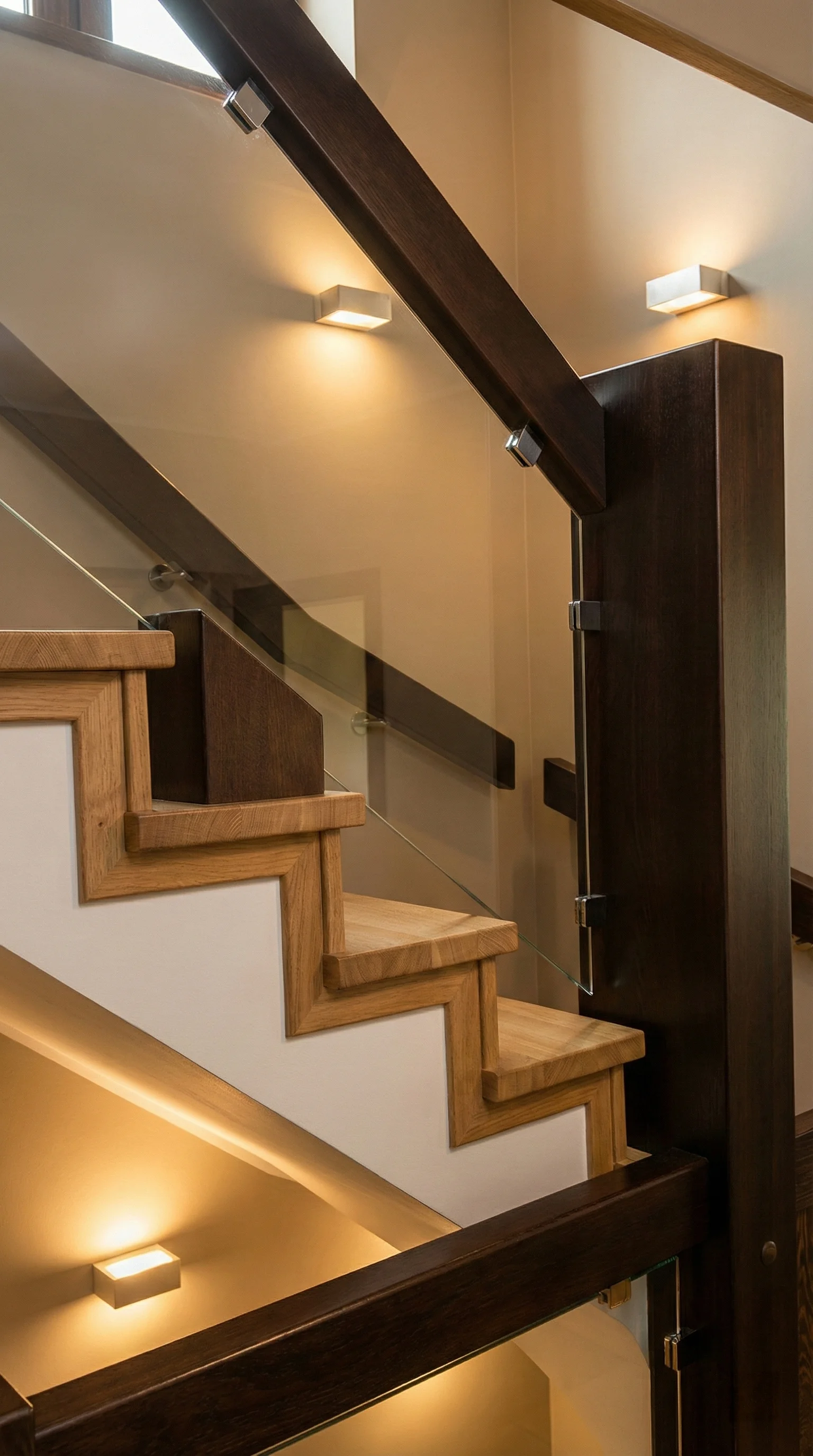 Stopnie dębowe z elementami wenge, widok z góry