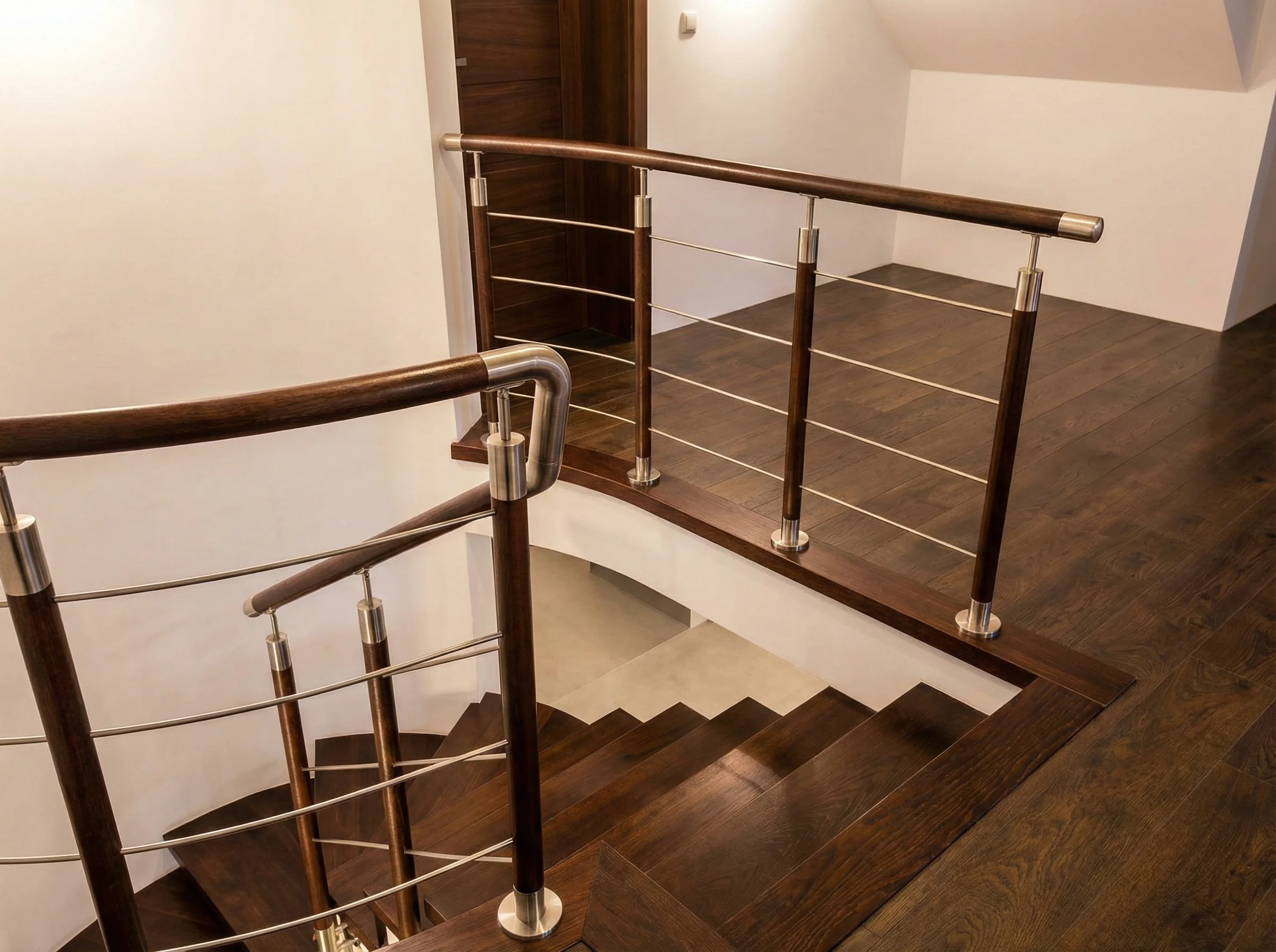 Nowoczesne wykończenie schodów betonowych drewnem