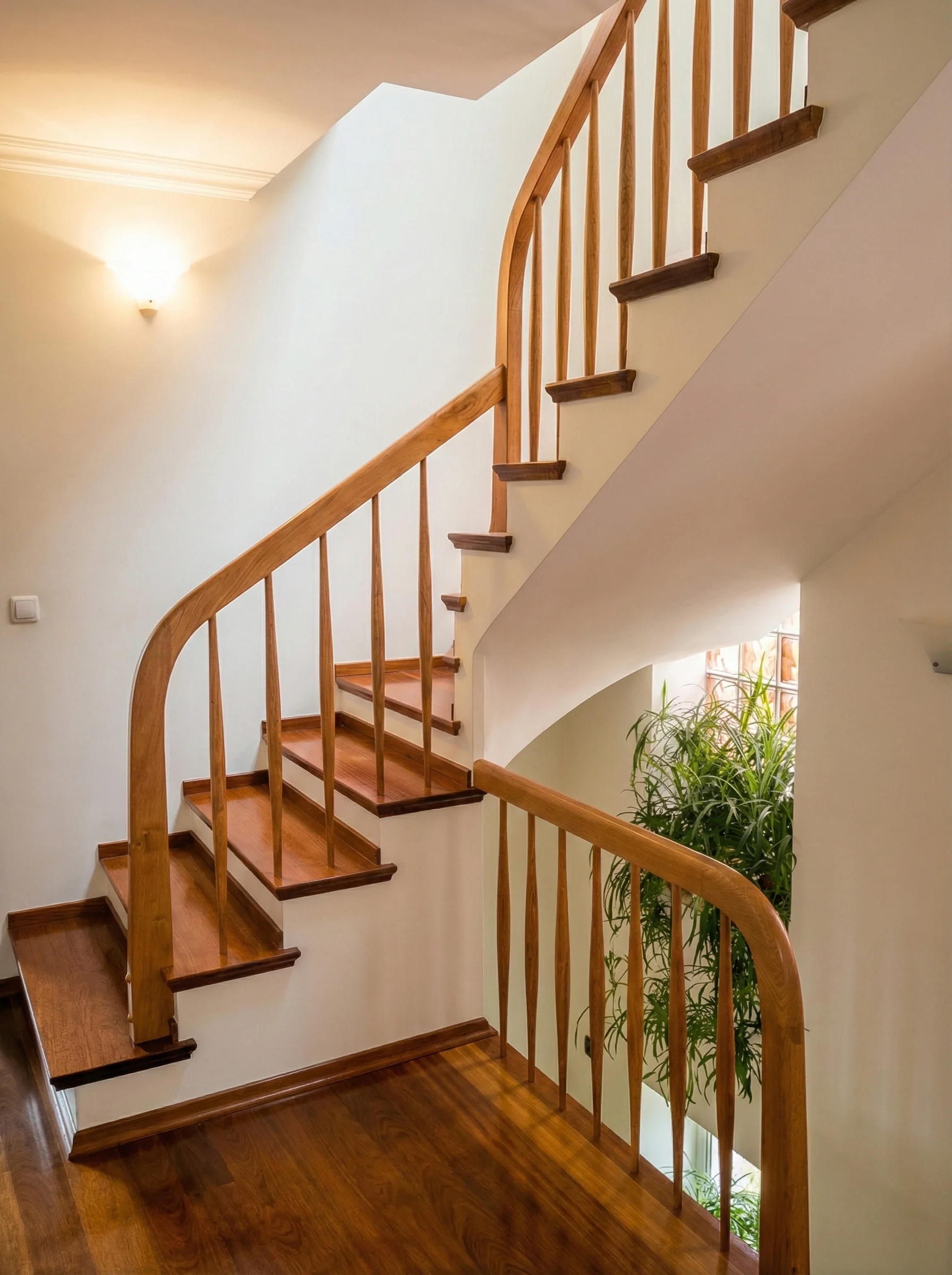 Schody zabiegowe z drewna sapeli na beton Gdańsk