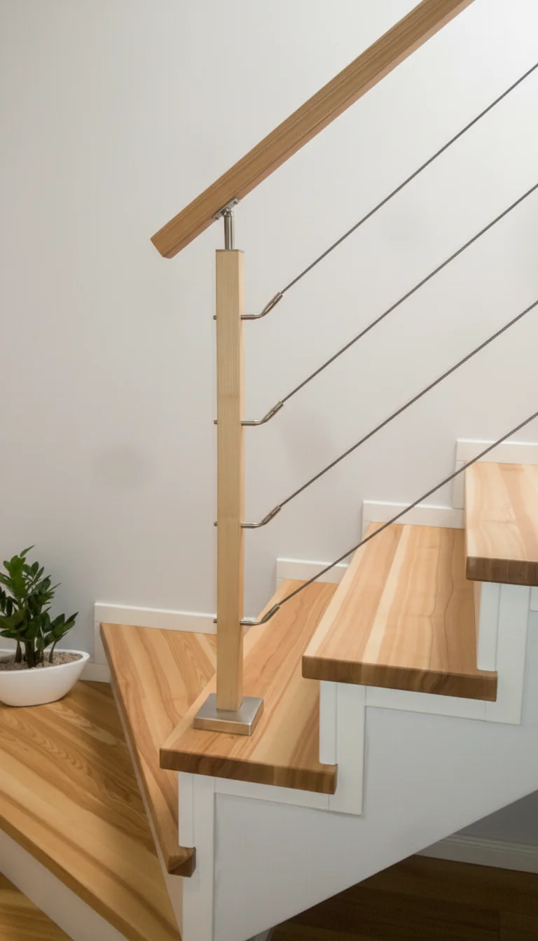 Lakierowane stopnie jesionowe na zakręcie, naturalny kolor