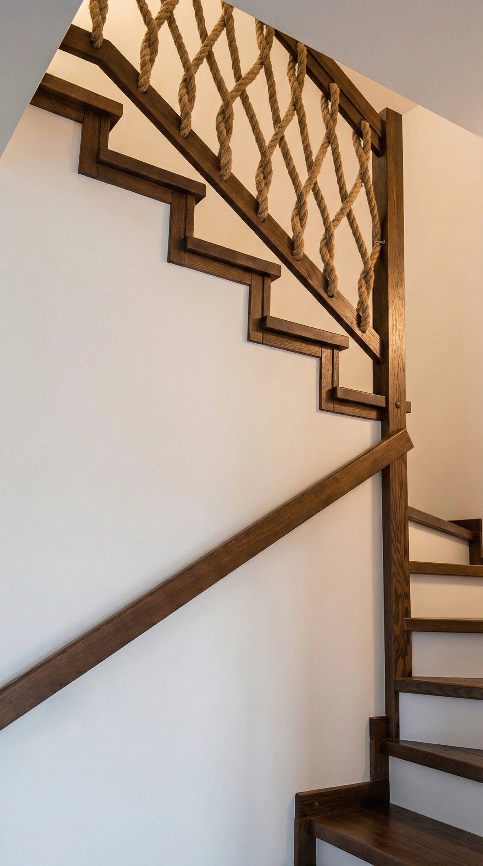 Zbliżenie na mocowanie liny jutowej w drewnianym słupku