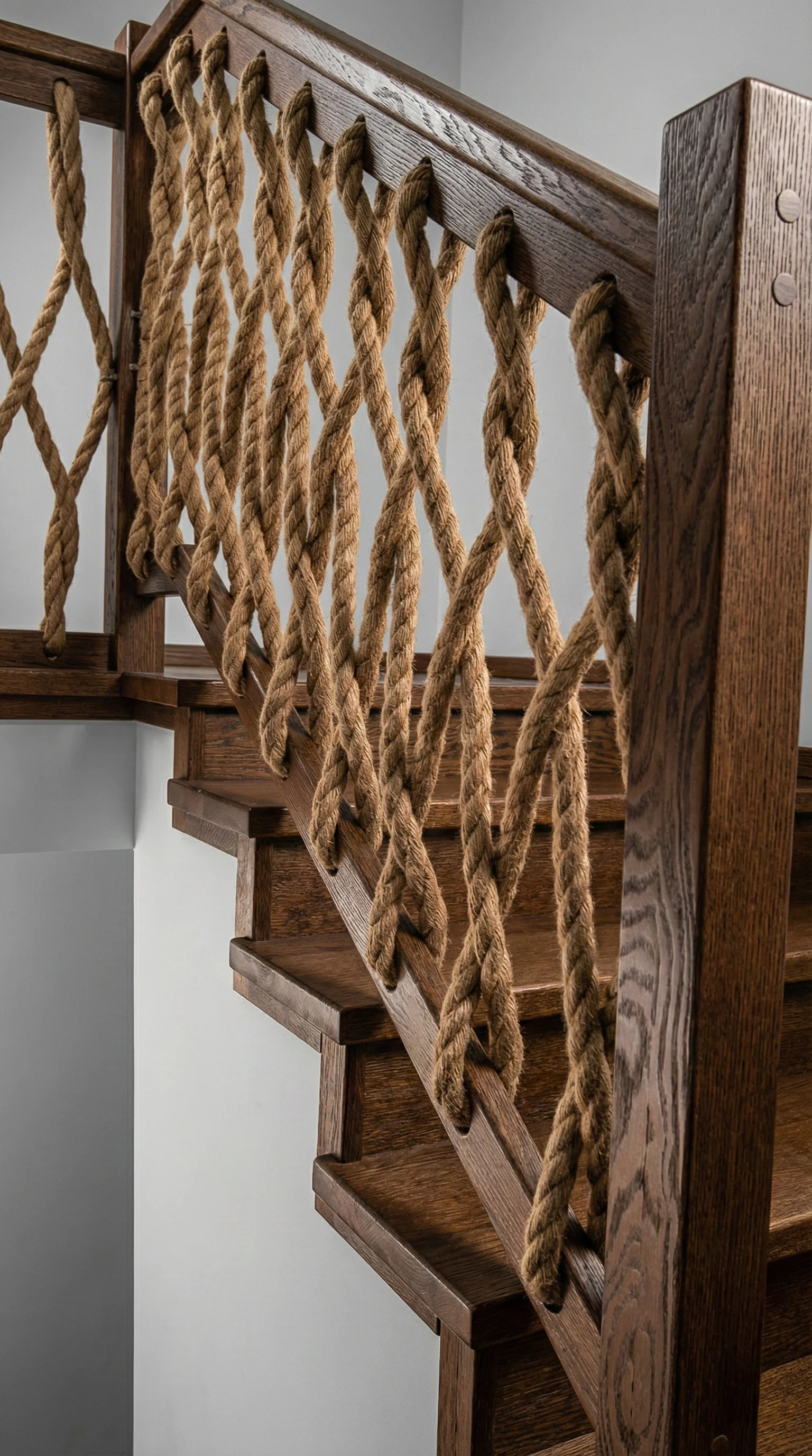 Stopnie dębowe orzech szczotkowane, widoczna faktura drewna