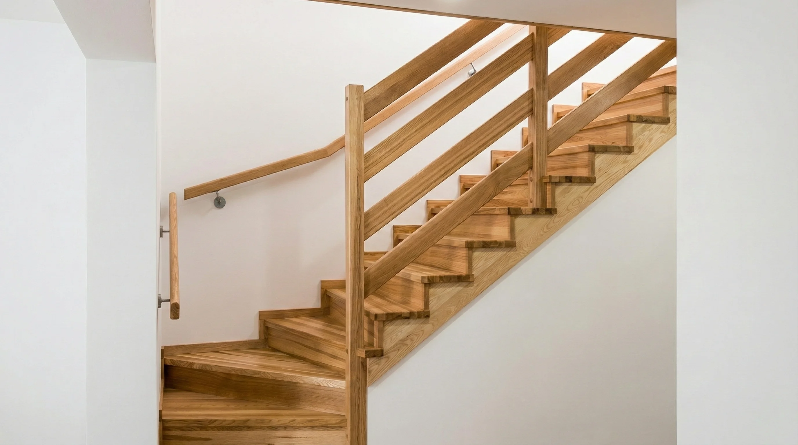 Stopnie jesionowe naturalne lakierowane, zbliżenie na drewno