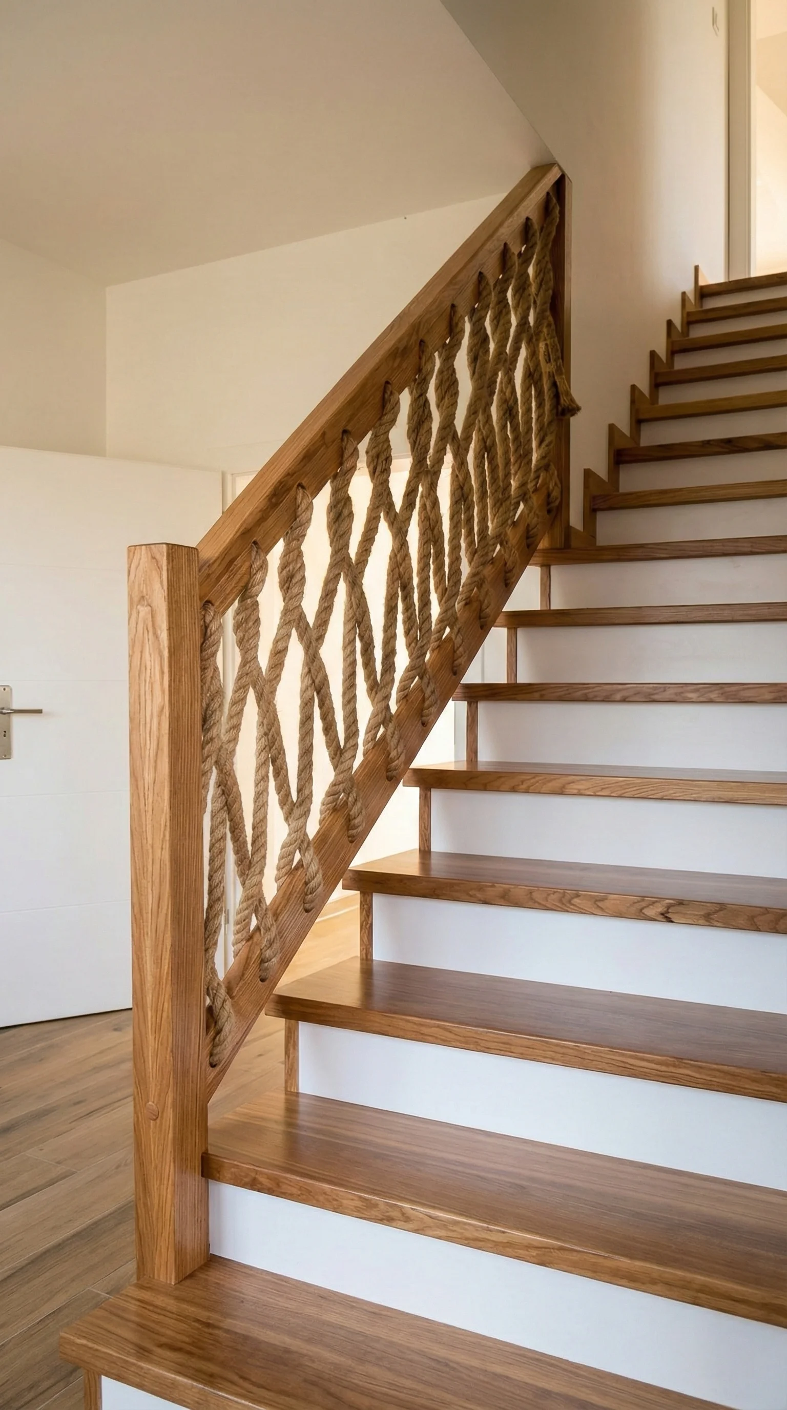 Widok schodów prostych z góry, klatka schodowa